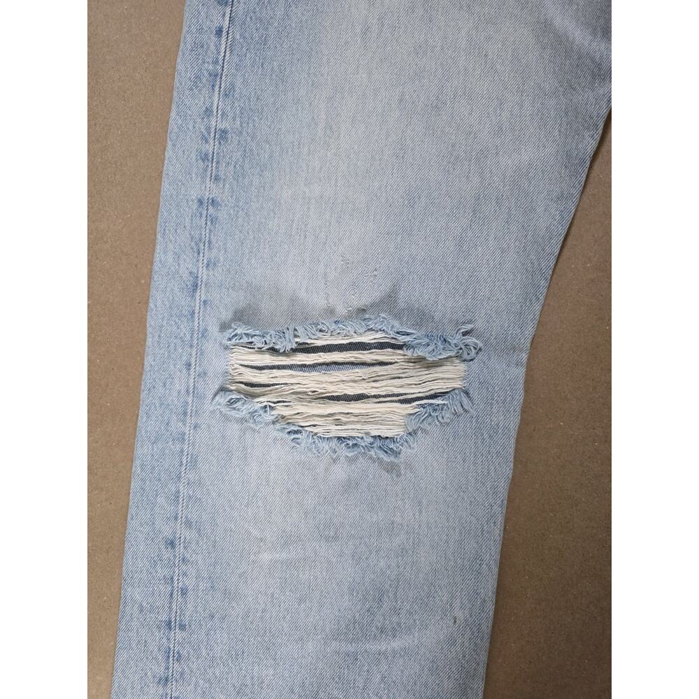 ZARA Size 8 Distressed Straight Leg Jeans NWT Light Wash Blue Cotton Black Label - Picture 2 of 15